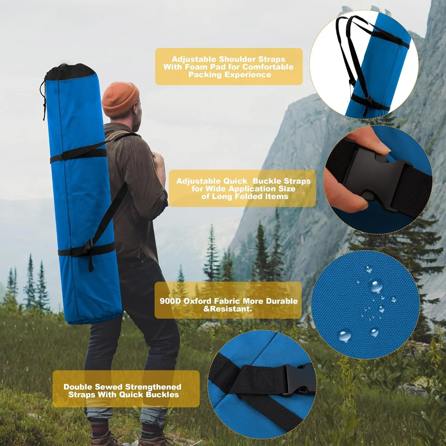1 Pack 900D 48 Inch Camp Chair Bag Replacement with Shoulder Strap Camp Bag Folding Chair Bag Fishing Outdoor Storage Bag(48 * 16.5 * 10.2Inch) (1, Blue, XL)
