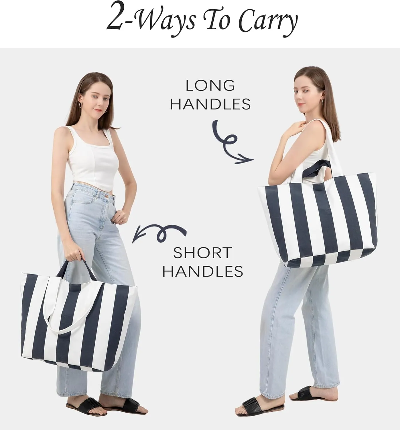 22'' 50L Large Beach Bag with Zipper, Extra Large Canvas Tote Bag for Women, Weekender Pool Bag