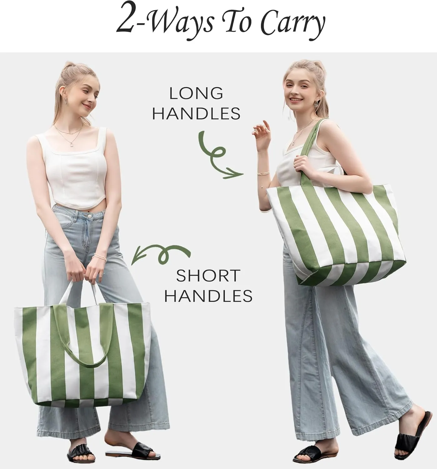 22'' 50L Large Beach Bag with Zipper, Extra Large Canvas Tote Bag for Women, Weekender Pool Bag
