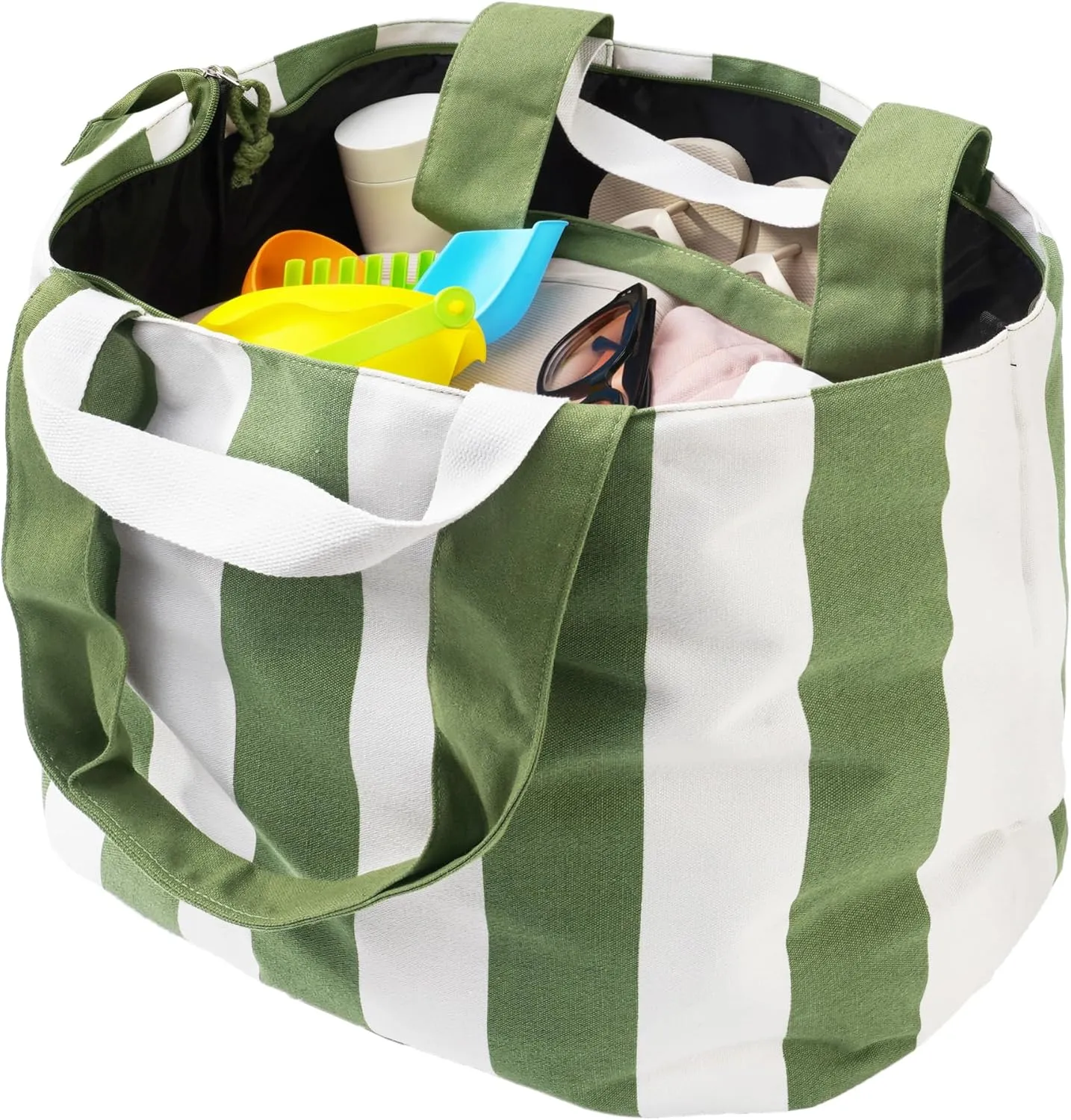 22'' 50L Large Beach Bag with Zipper, Extra Large Canvas Tote Bag for Women, Weekender Pool Bag