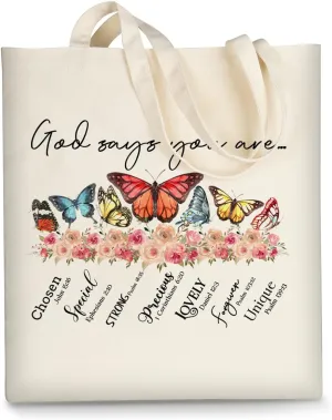 AUSVKAI Canvas Tote Bag Aesthetic Cute For Women College Grocery Bag Cotton Cloth Beach Totes Gift