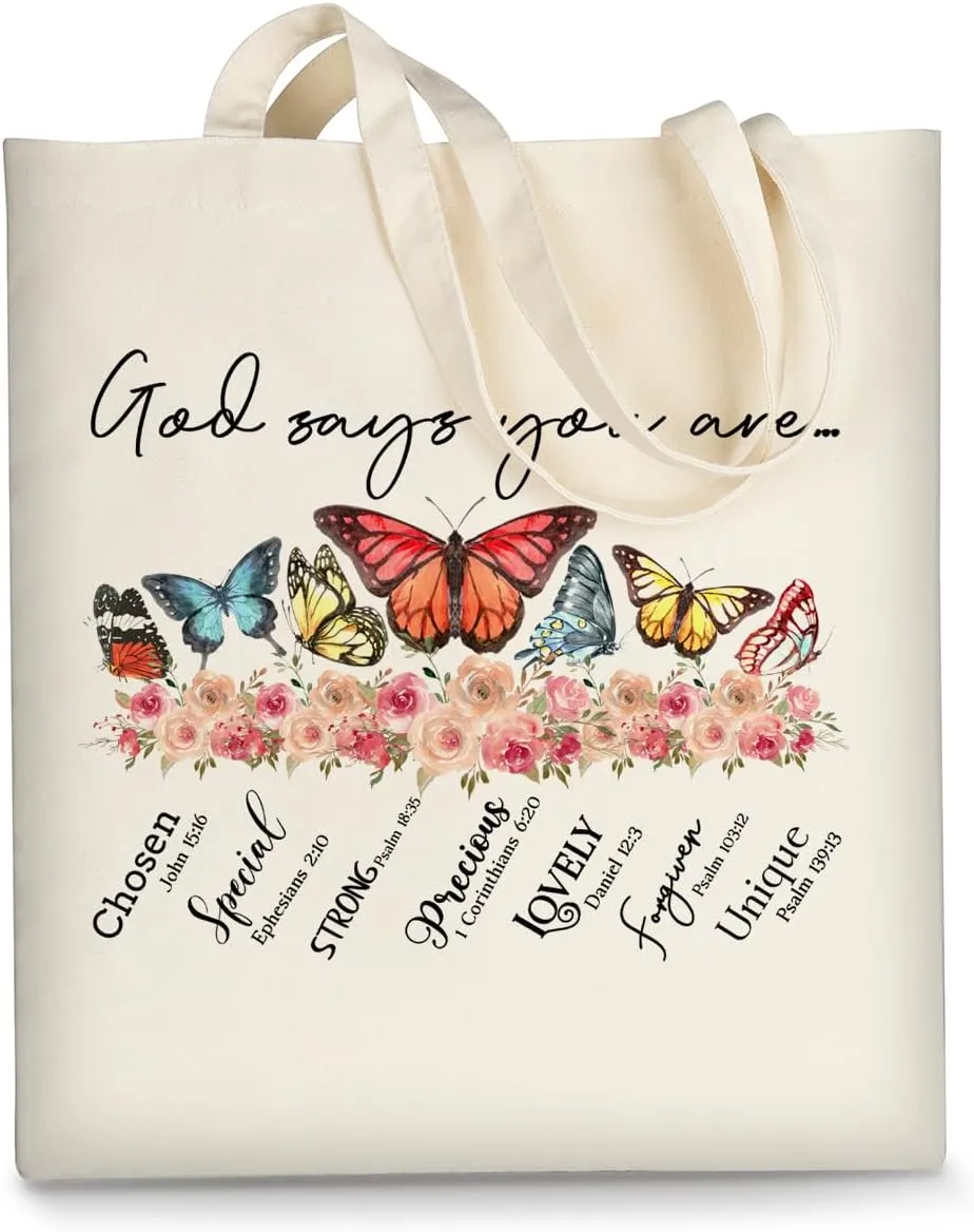 AUSVKAI Canvas Tote Bag Aesthetic Cute For Women College Grocery Bag Cotton Cloth Beach Totes Gift
