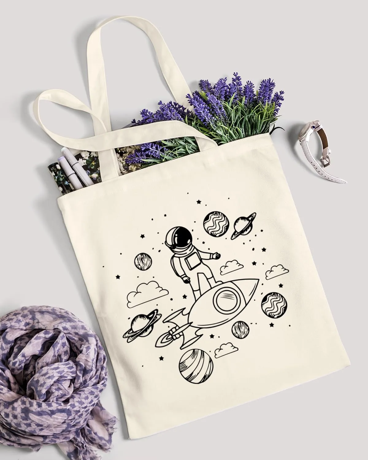 AUSVKAI Canvas Tote Bag Aesthetic Cute For Women College Grocery Bag Cotton Cloth Beach Totes Gift