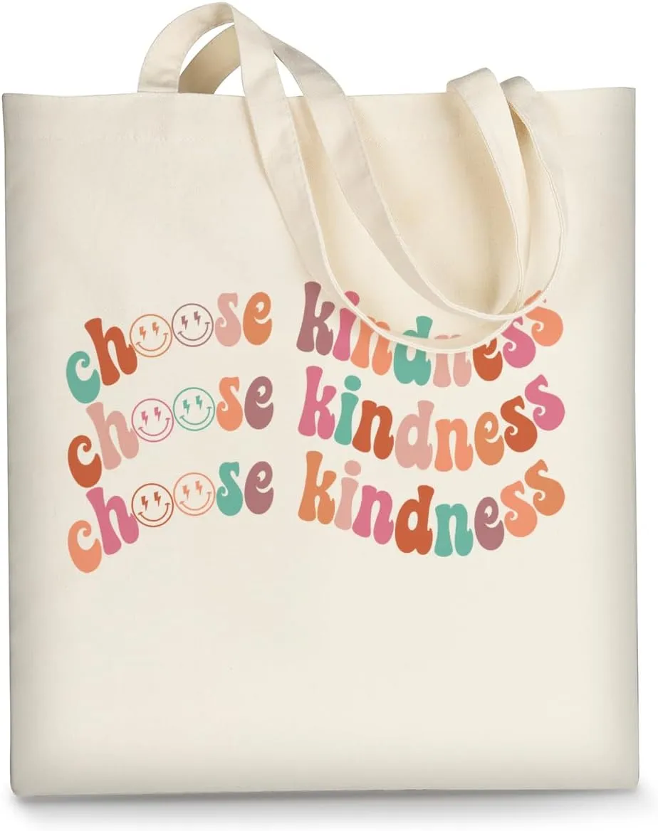 AUSVKAI Canvas Tote Bag Aesthetic Cute For Women College Grocery Bag Cotton Cloth Beach Totes Gift