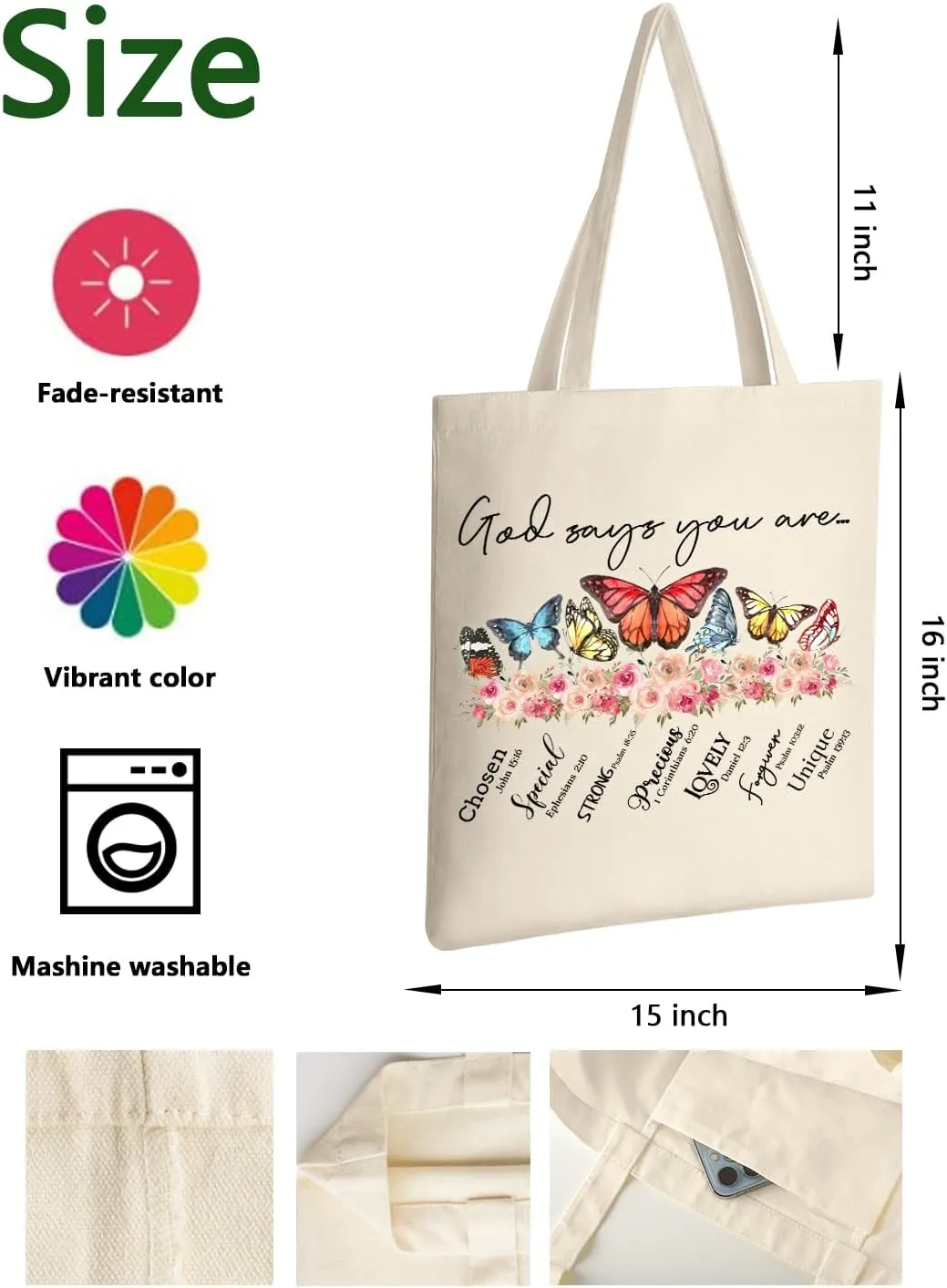 AUSVKAI Canvas Tote Bag Aesthetic Cute For Women College Grocery Bag Cotton Cloth Beach Totes Gift