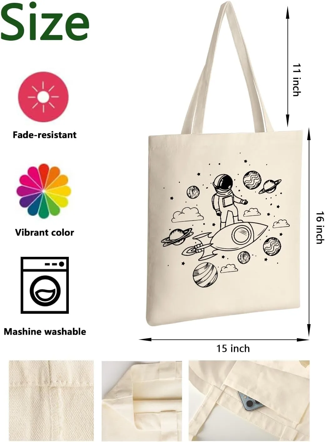 AUSVKAI Canvas Tote Bag Aesthetic Cute For Women College Grocery Bag Cotton Cloth Beach Totes Gift