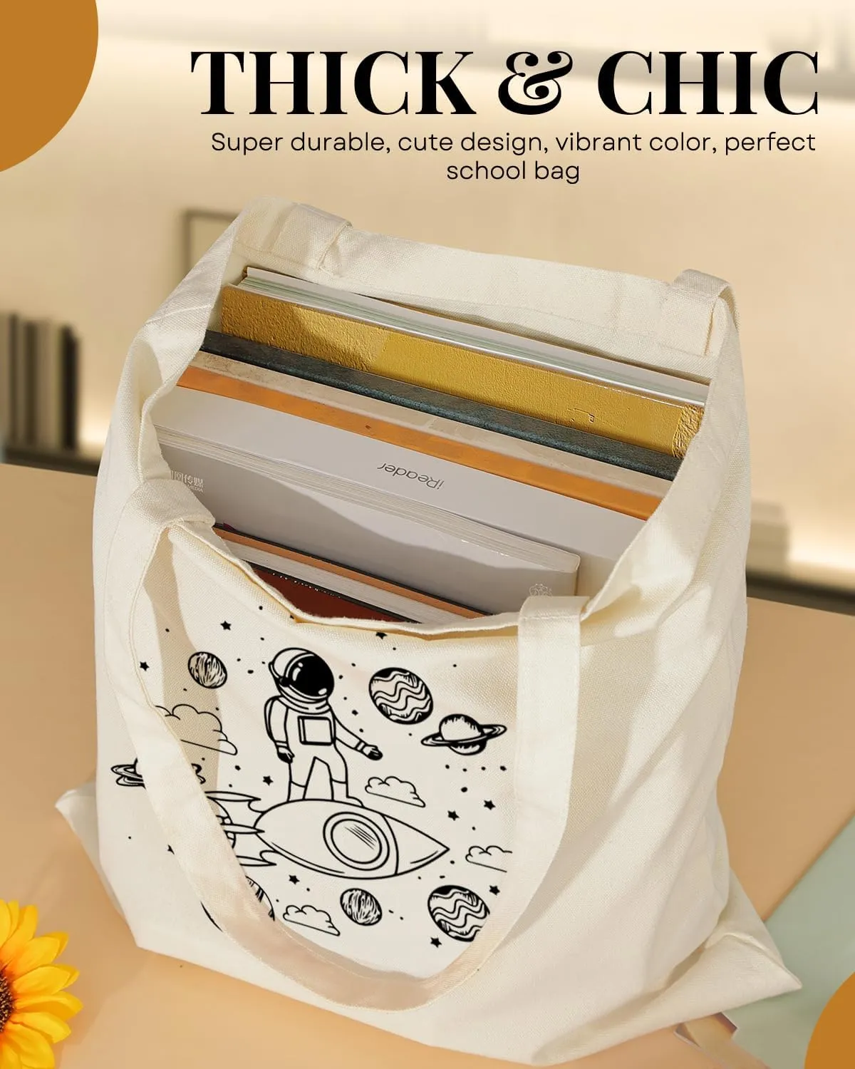AUSVKAI Canvas Tote Bag Aesthetic Cute For Women College Grocery Bag Cotton Cloth Beach Totes Gift