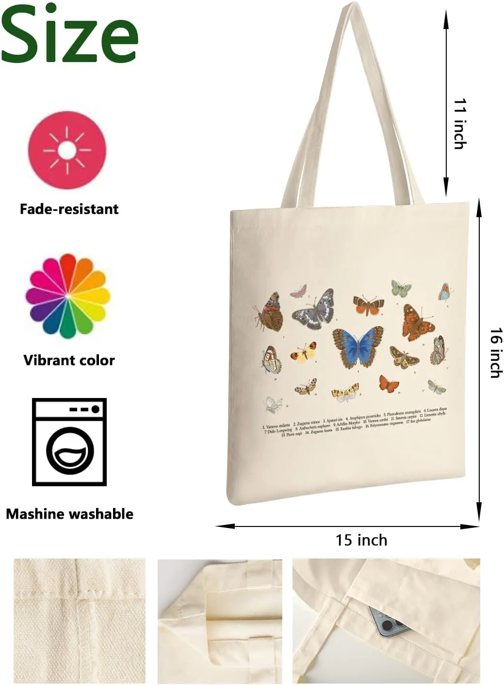 AUSVKAI Canvas Tote Bag Aesthetic for Women, Cute Reusable Cloth Cotton Bags for College Shopping Beach Grocery Trendy Gifts