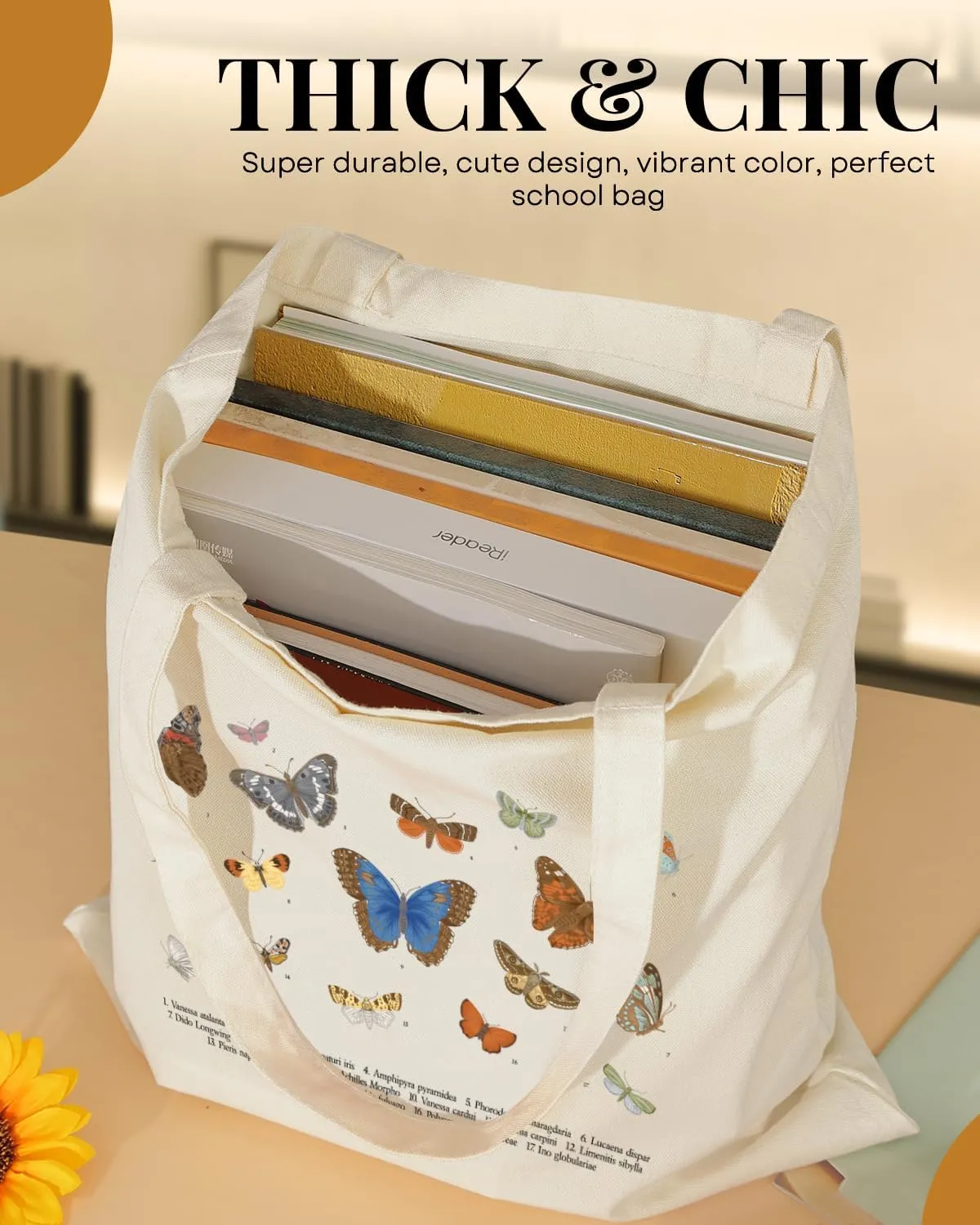 AUSVKAI Canvas Tote Bag Aesthetic for Women, Cute Reusable Cloth Cotton Bags for College Shopping Beach Grocery Trendy Gifts