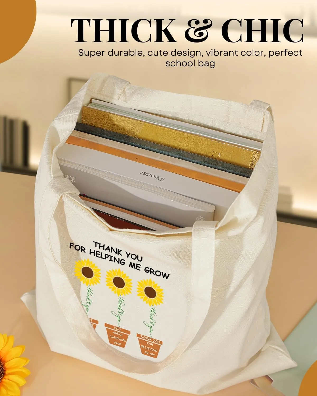 AUSVKAI Canvas Tote Bag for Women, Aesthetic Cute Grocery Grocery Reusable Cotton Gift Bag for Shooping Beach Trendy Gifts