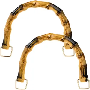 Bamboo Handle Purse Handles Bag Making U-Shaped Replacement Plastic Imitation Bamboo Handle Decorative Handbag Strap with Gold Metal Clasp for Crochet Bag DIY Bags Beach Straw Bag Making