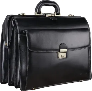 Banuce Leather Briefcase for Men with Lock Professional 15.6 Inch Lawyer Briefcase Doctor Bag Attache Case Hard