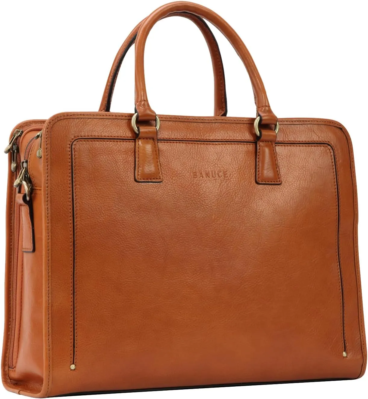 Banuce Vintage and Stylish Genuine Full Grains Italian Leather Briefcase for Women Laptop Bag Business Work Bag Brown