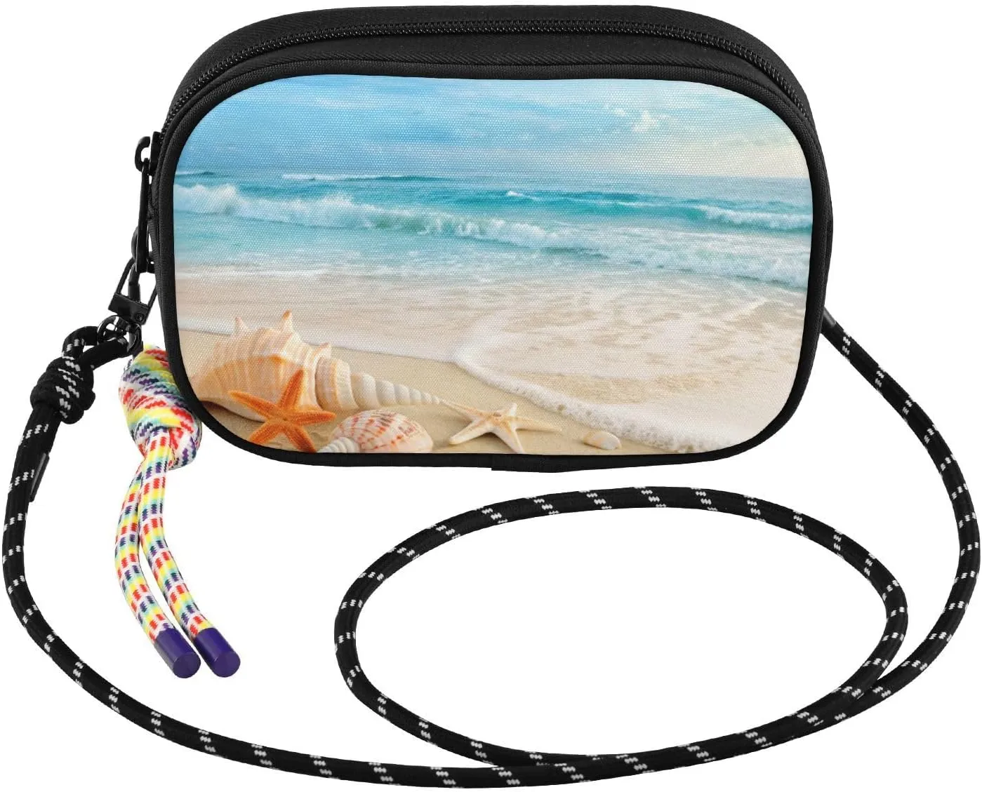 Beautiful Beach Seashell Starfish Crossbody Bag Cell Phone Purse for Women Wallet Purse with Adjustable Strap Zipper, Coin Credit Card Phone Key Pouch