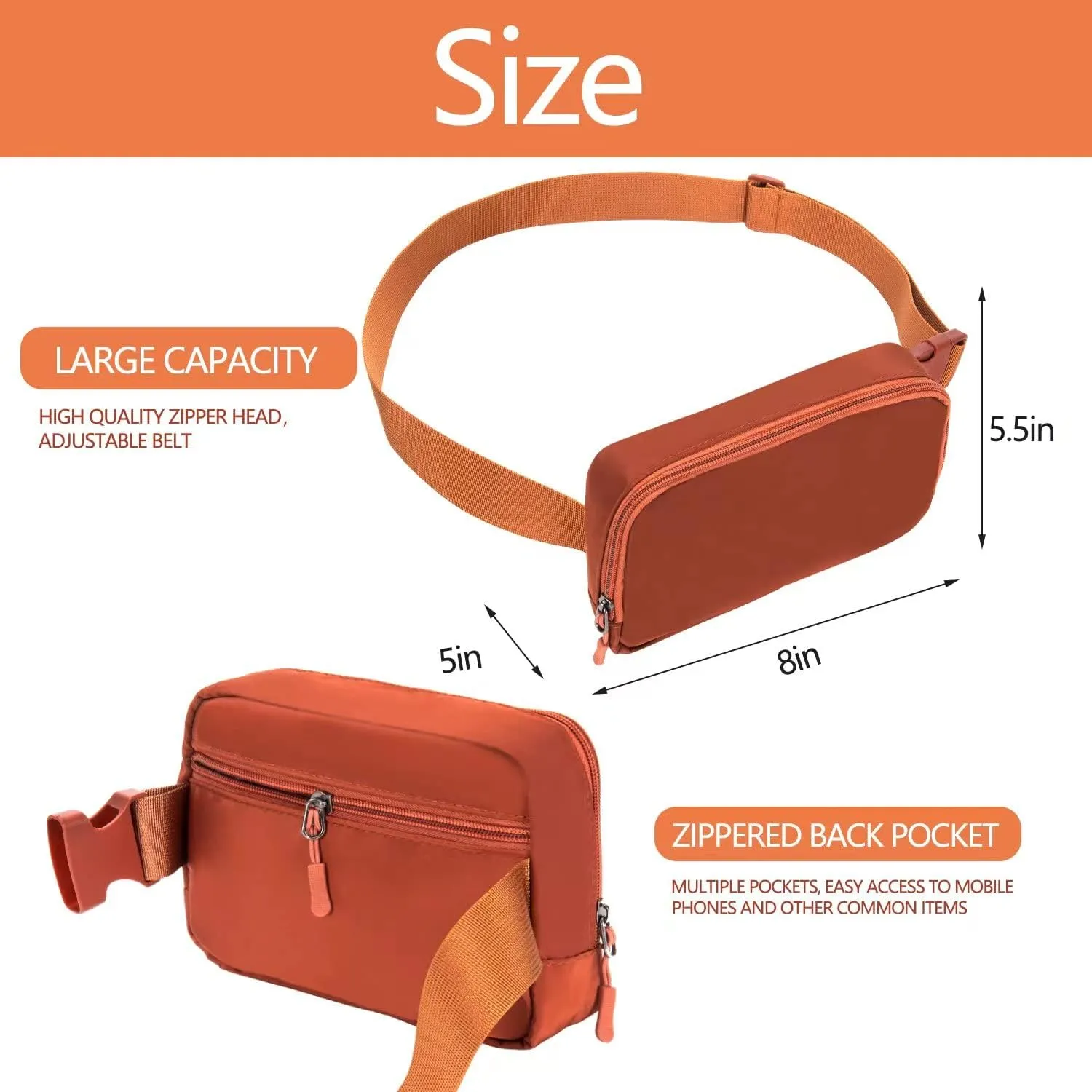 Belt bag Fanny pack crossbody bags for women Everywhere belt bag (Coffee)