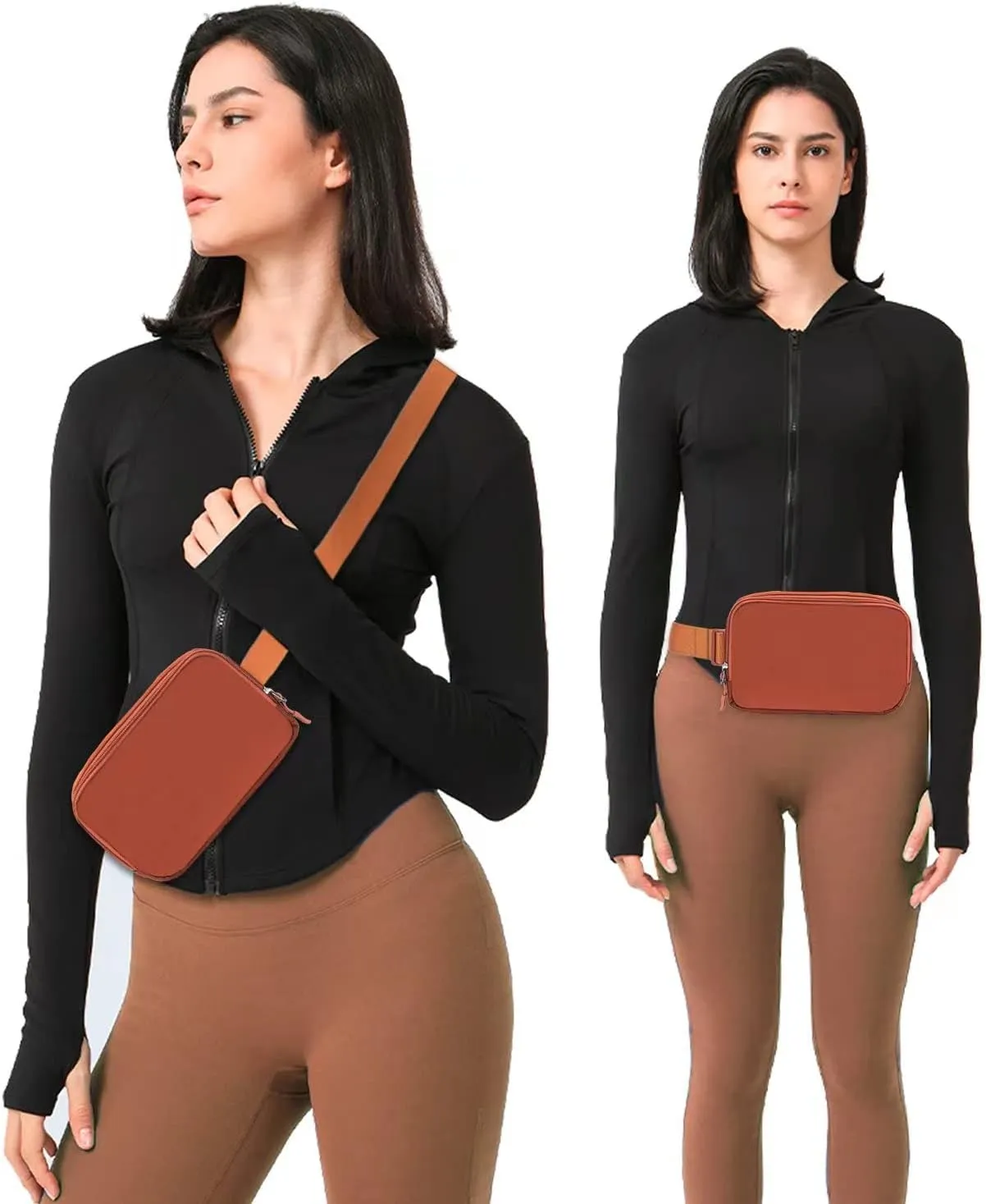 Belt bag Fanny pack crossbody bags for women Everywhere belt bag (Coffee)
