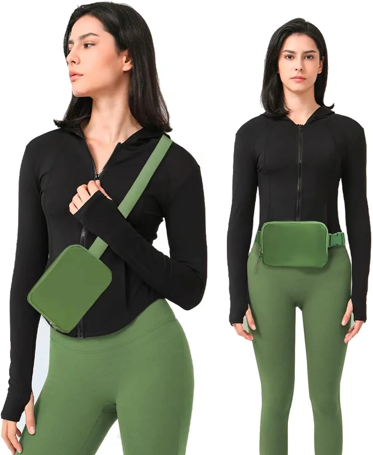 Belt bag Fanny pack crossbody bags for women Everywhere belt bag (Green)