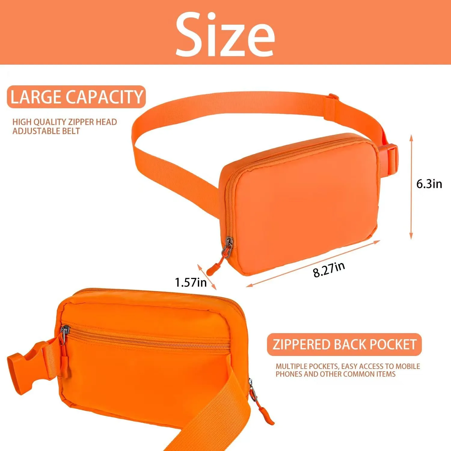 Belt bag Fanny pack crossbody bags for women Everywhere belt bag (Orange)