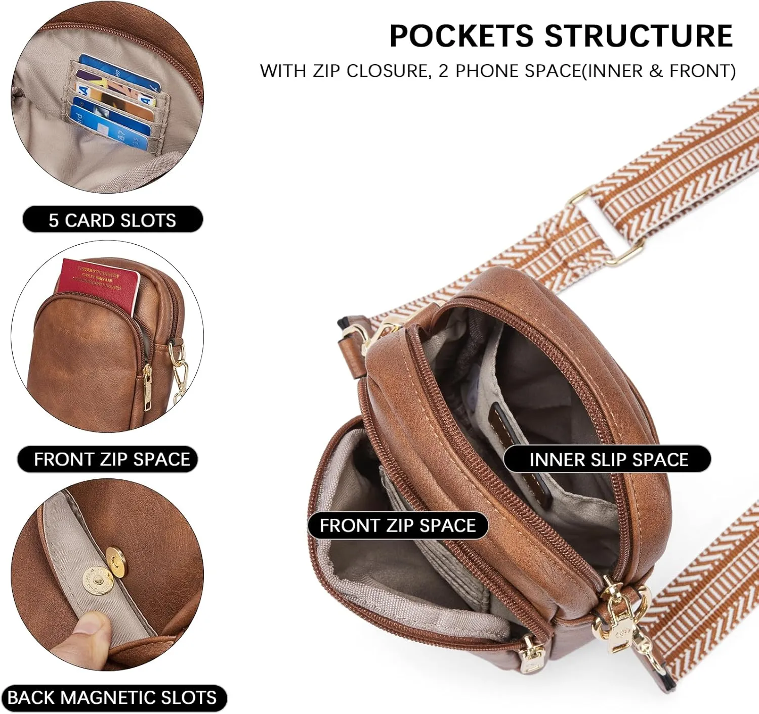 BOSTANTEN Small Crossbody Bags for Women Designer Zip Cell Phone Purse Shoulder Handbags Wallet with Card Slots