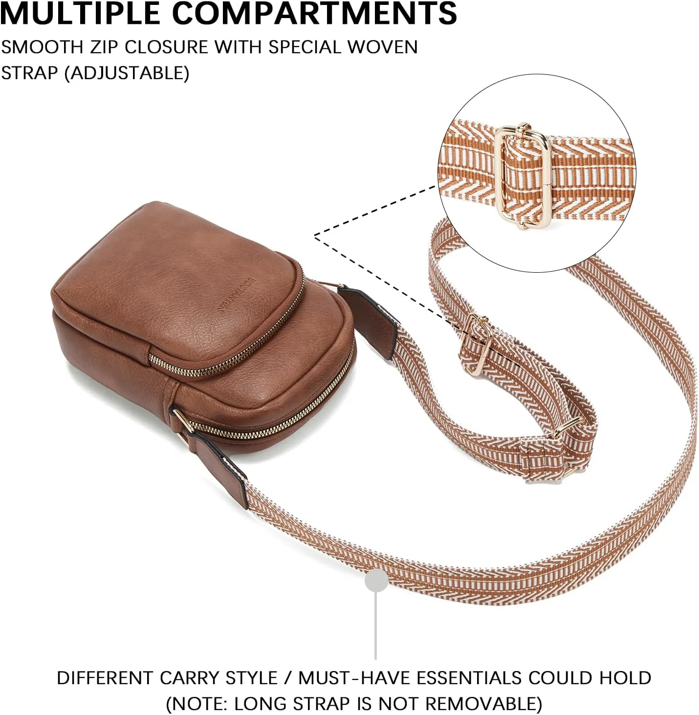 BOSTANTEN Small Crossbody Bags for Women Designer Zip Cell Phone Purse Shoulder Handbags Wallet with Card Slots