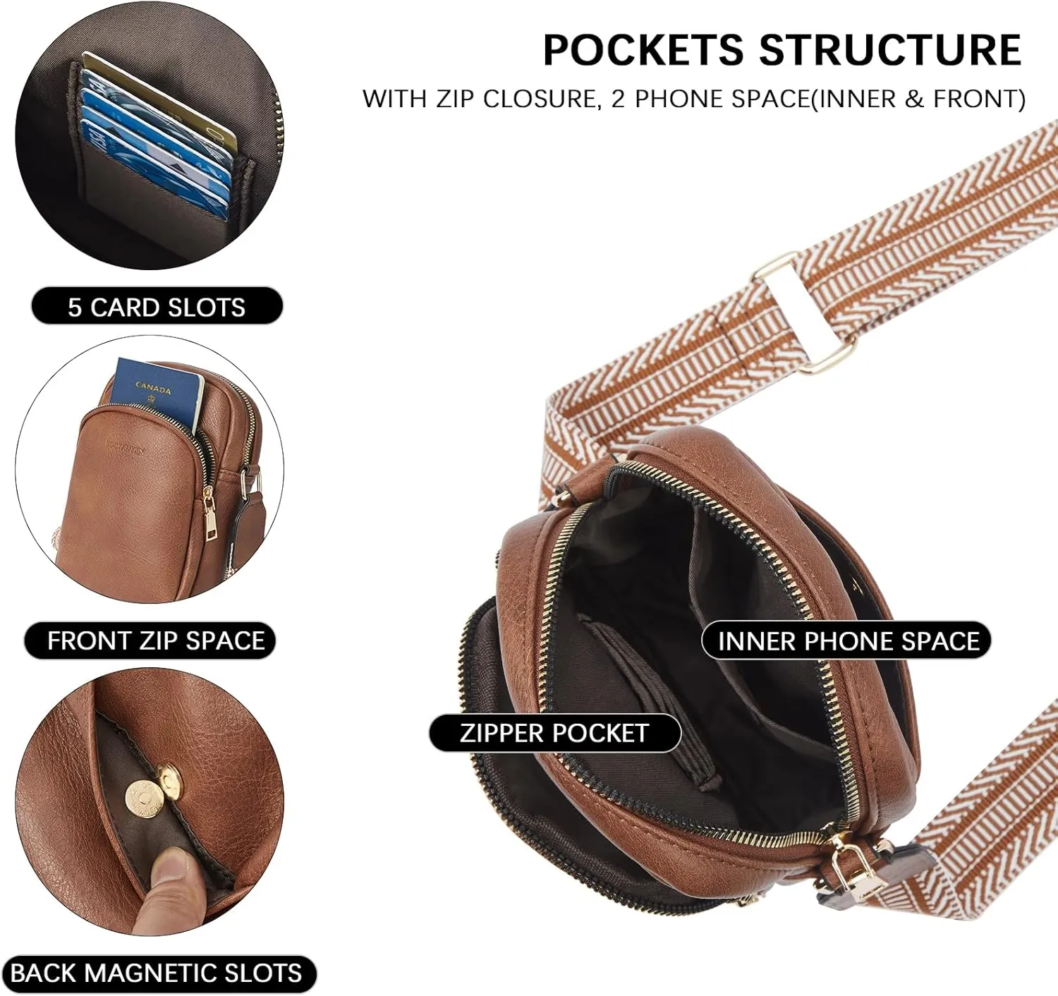 BOSTANTEN Small Crossbody Bags for Women Designer Zip Cell Phone Purse Shoulder Handbags Wallet with Card Slots