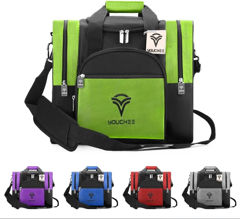 Bowling Ball Tote Bag with Padded Holder, Holds One Bowling Ball and Shoes Up to Mens Size 15, Multifunction Accessory Pockets