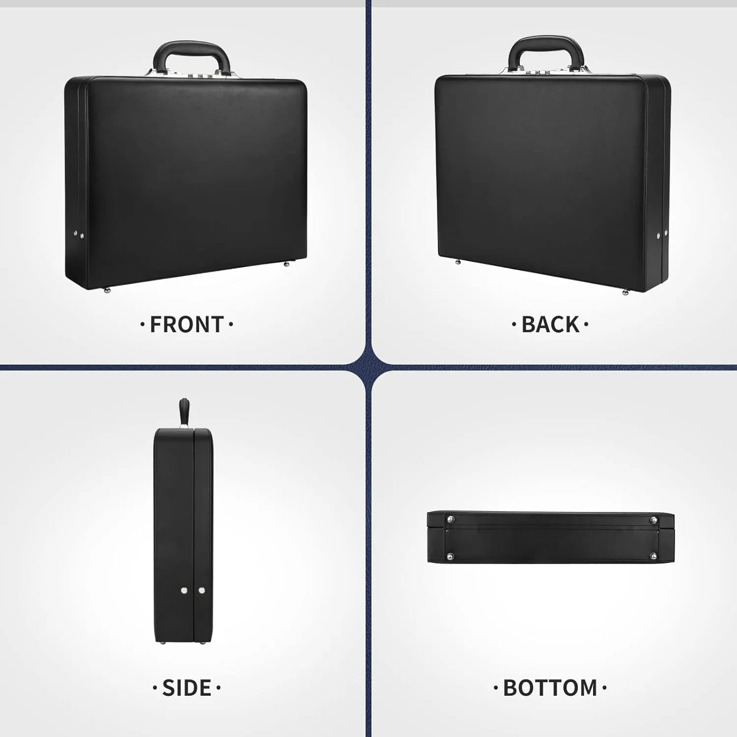 Business Briefcase for Men - Hard Case Leather Attache with Lock for Professionals