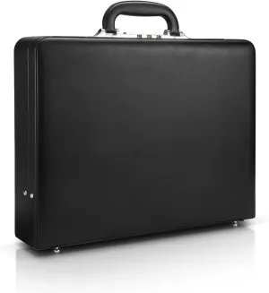 Business Briefcase for Men - Hard Case Leather Attache with Lock for Professionals