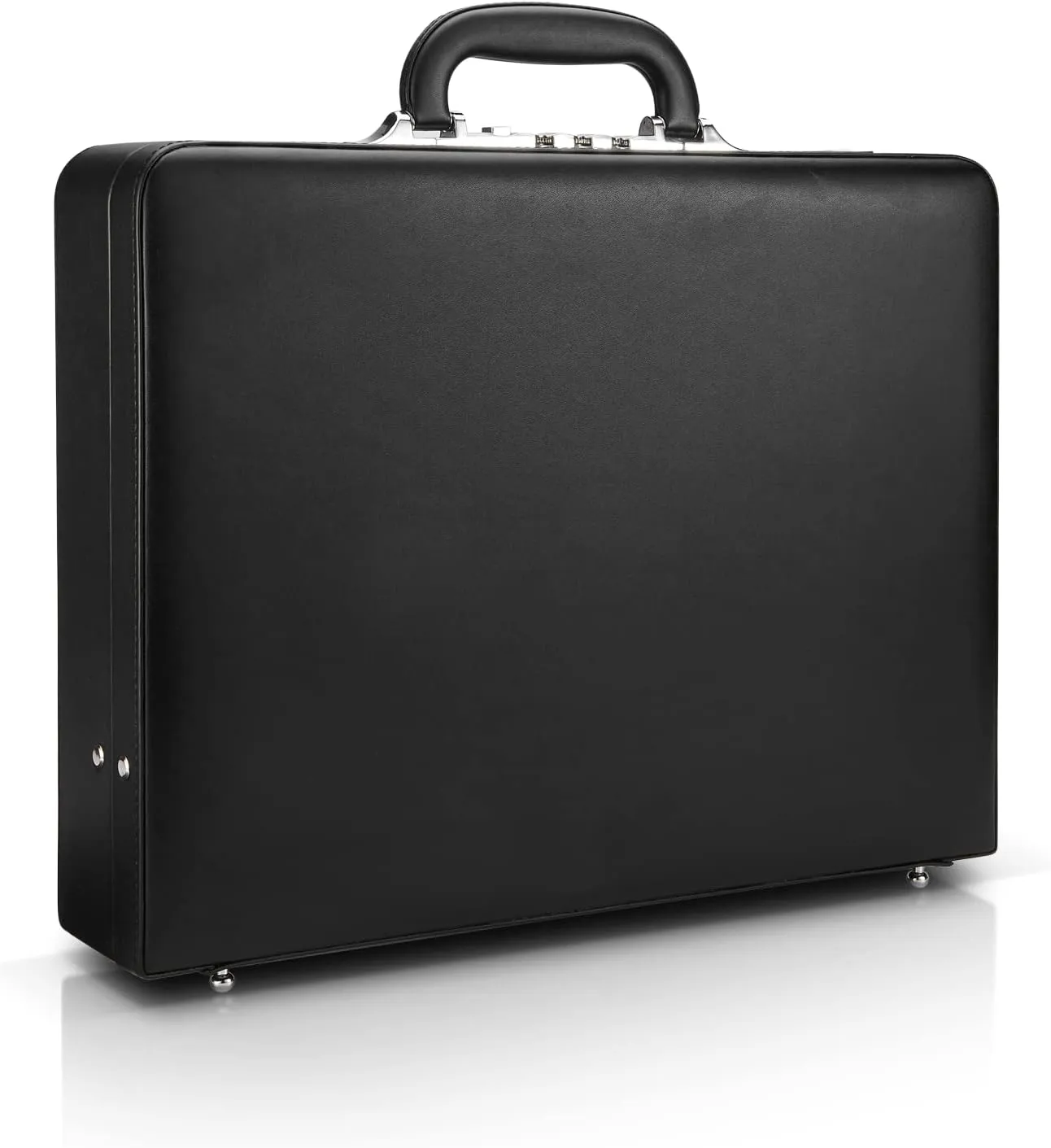 Business Briefcase for Men - Hard Case Leather Attache with Lock for Professionals