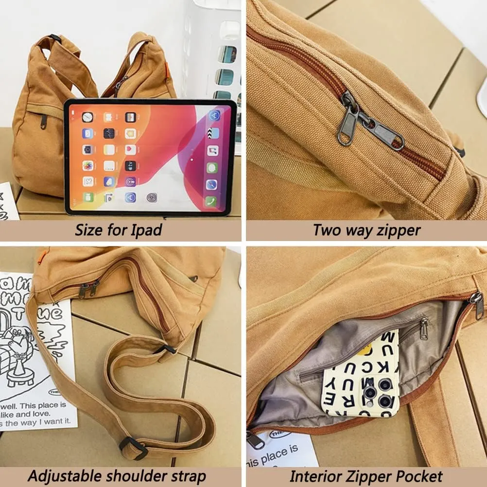Canvas Tote Bag for Women Men Unisex Purses Women's Crossbody Handbags Hobo Shoulder Bag for Teen Girls