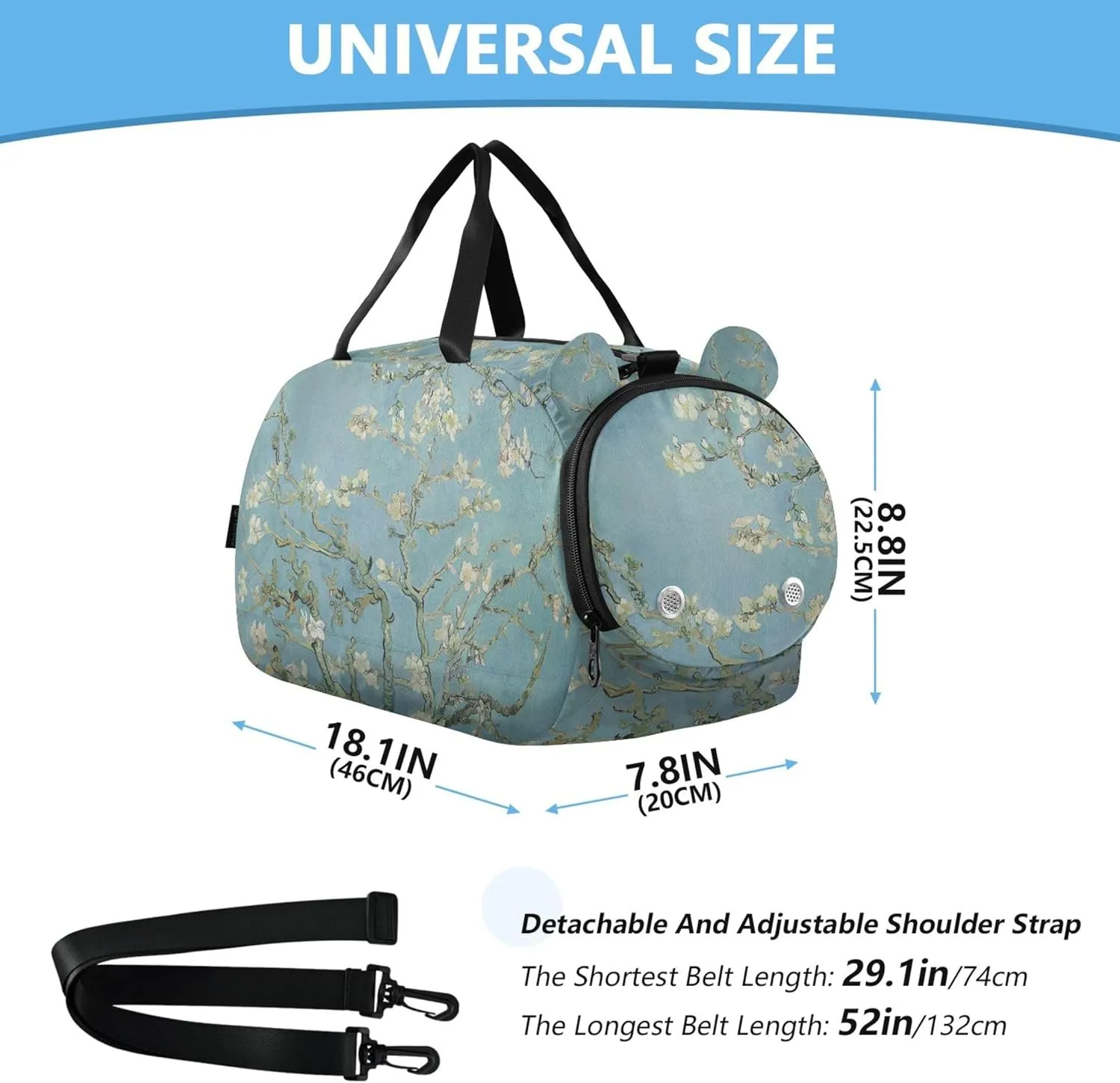 Carry on Duffel Bag for Boys Overnight Bags Toddler Travel Duffle Bags Girls Tote Kids Dance Duffle Almond Blossom Vangogh