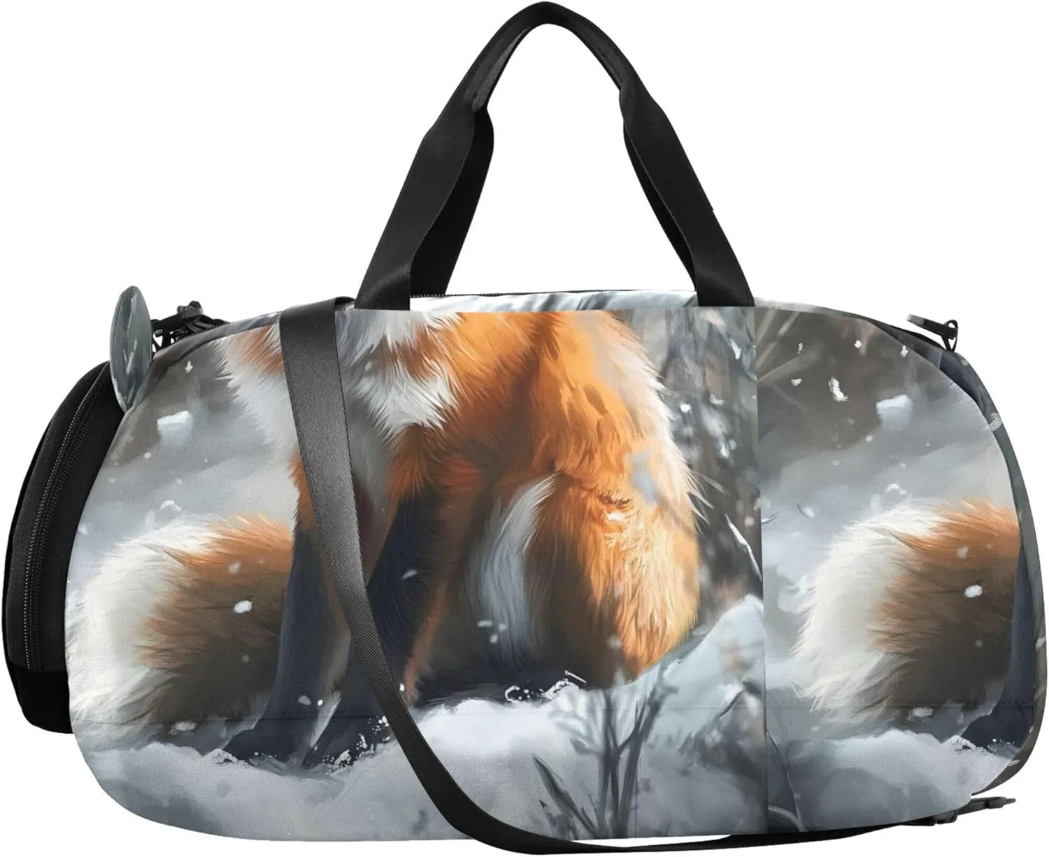 Carry on Duffel Bag for Boys Weekender Overnight Charming Red Fox Snowy Forest Girls Tote Duffle Bags Travel Duffle Bag for Kids