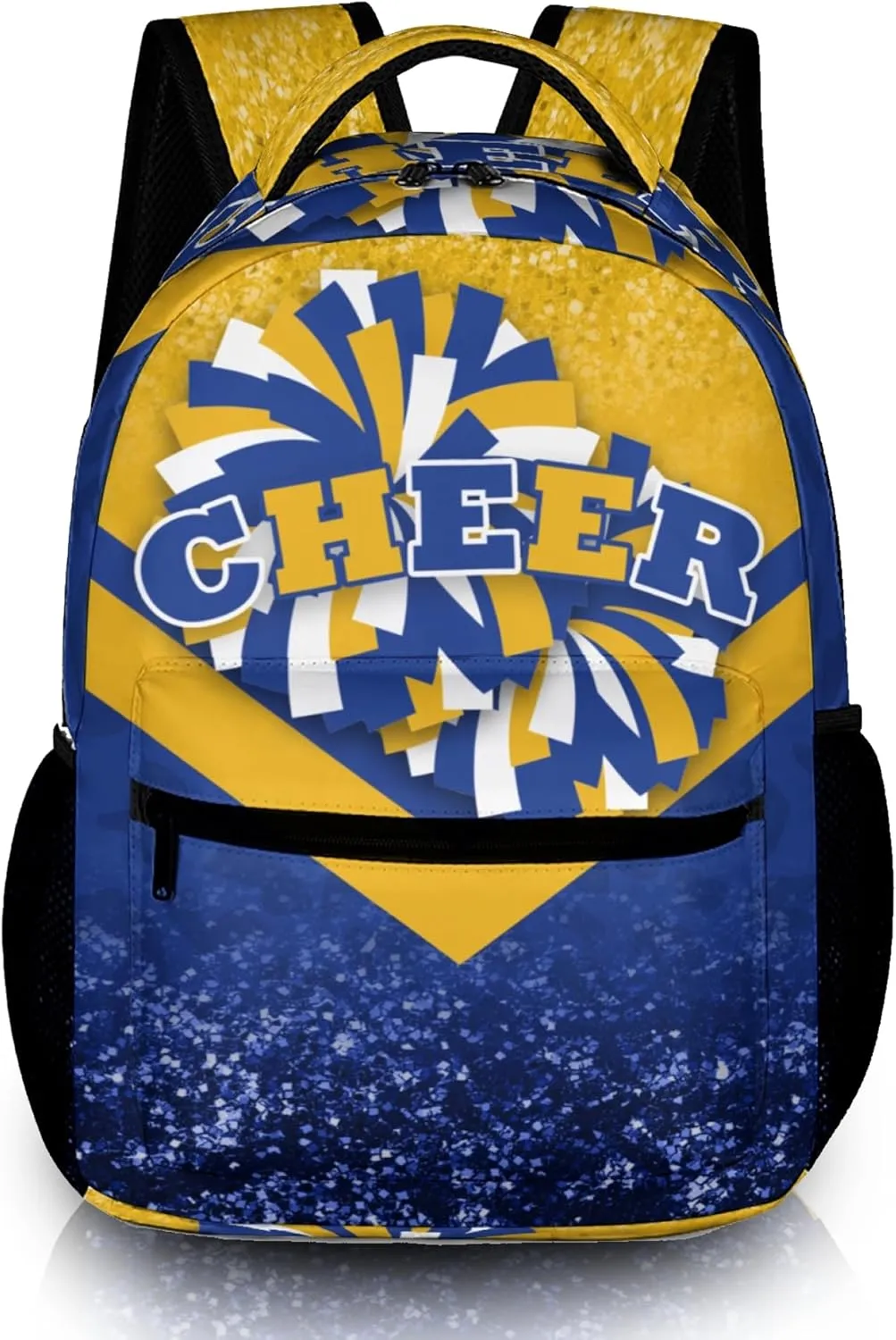 Cheer Backpacks for Cheerleaders, Cheerleading Backpack 16.5in, Cheerleader Gifts for Team (Gold&Navy)