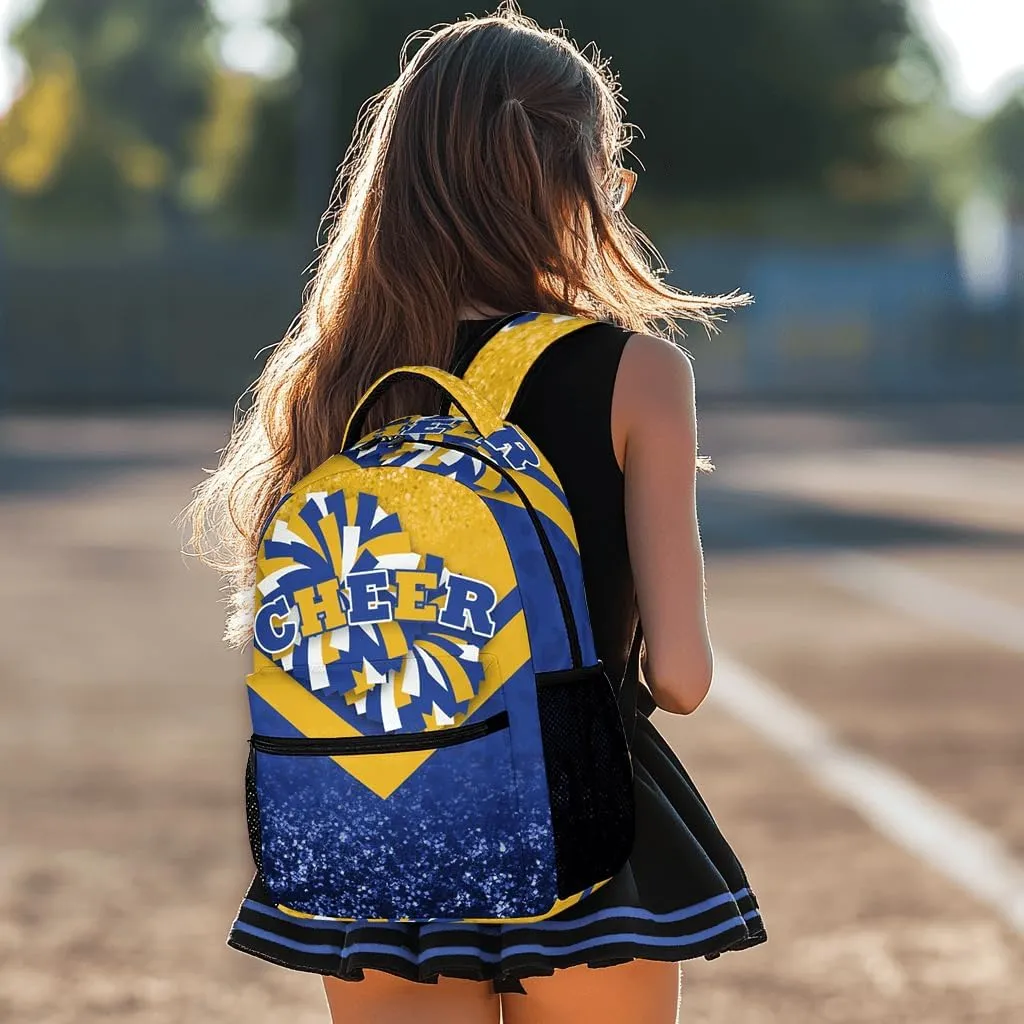 Cheer Backpacks for Cheerleaders, Cheerleading Backpack 16.5in, Cheerleader Gifts for Team (Gold&Navy)