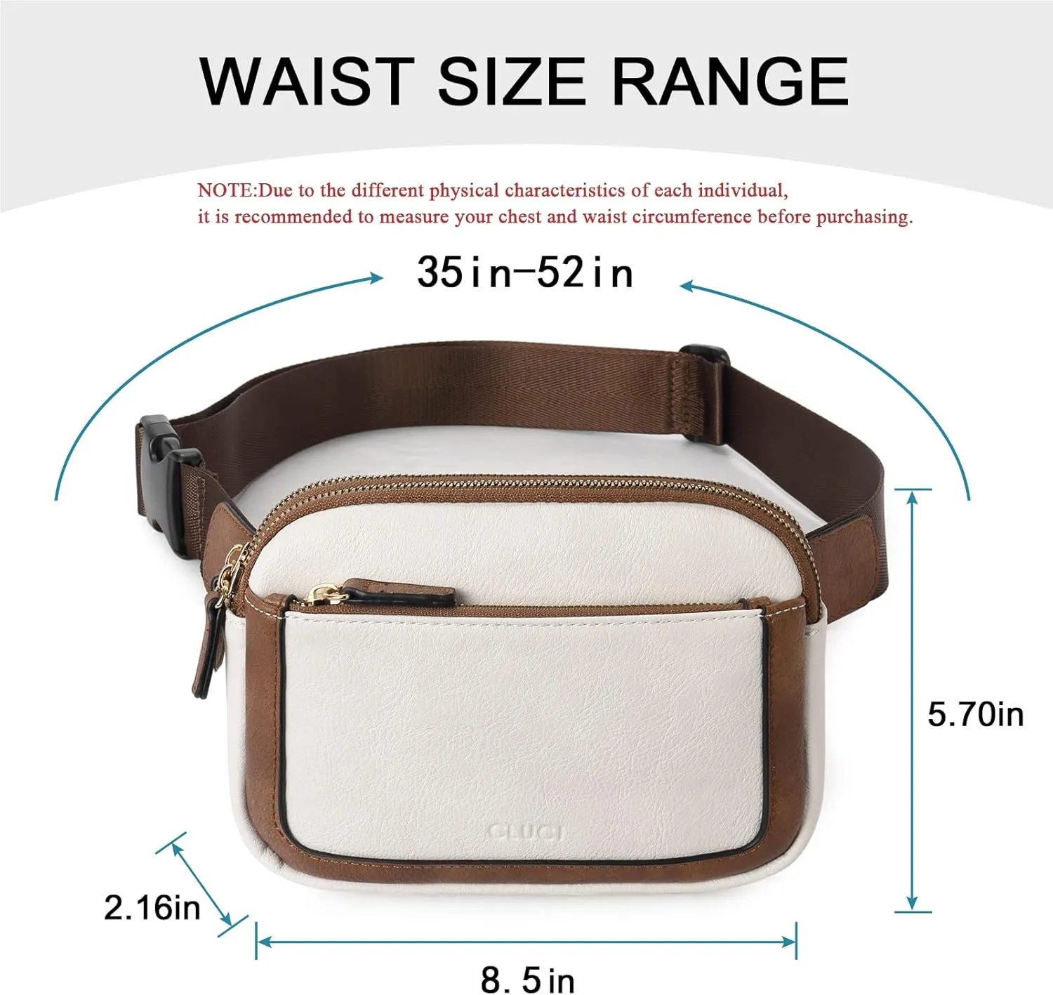 CLUCI Belt Bag for Women, Mini Everywhere Crossbody Waist Bag Adjustable Strap, Vegan Leather Women's Fanny Pack