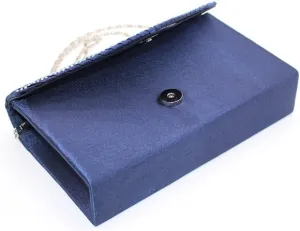 Clutch Diamante Large Ladies Evening Bag Ladies Bag Party Envelope Satin Bags over Shoulder Bags (Blue, One Size)
