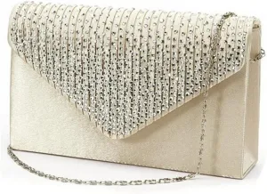 Clutch Diamante Large Ladies Evening Bag Ladies Bag Party Envelope Satin Bags over Shoulder Bags (One Size)