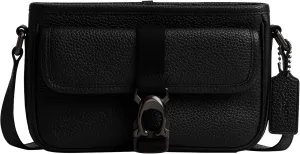 COACH Beck Slim File Bag Crossbody in Pebble Leather, Black