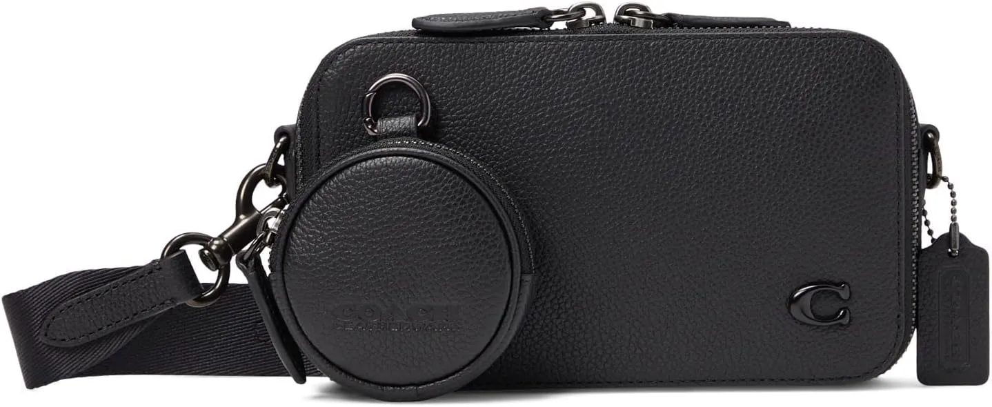 Coach Men's Charter Slim Crossbody Bag in Pebble Leather with Sculpted C Hardware Branding