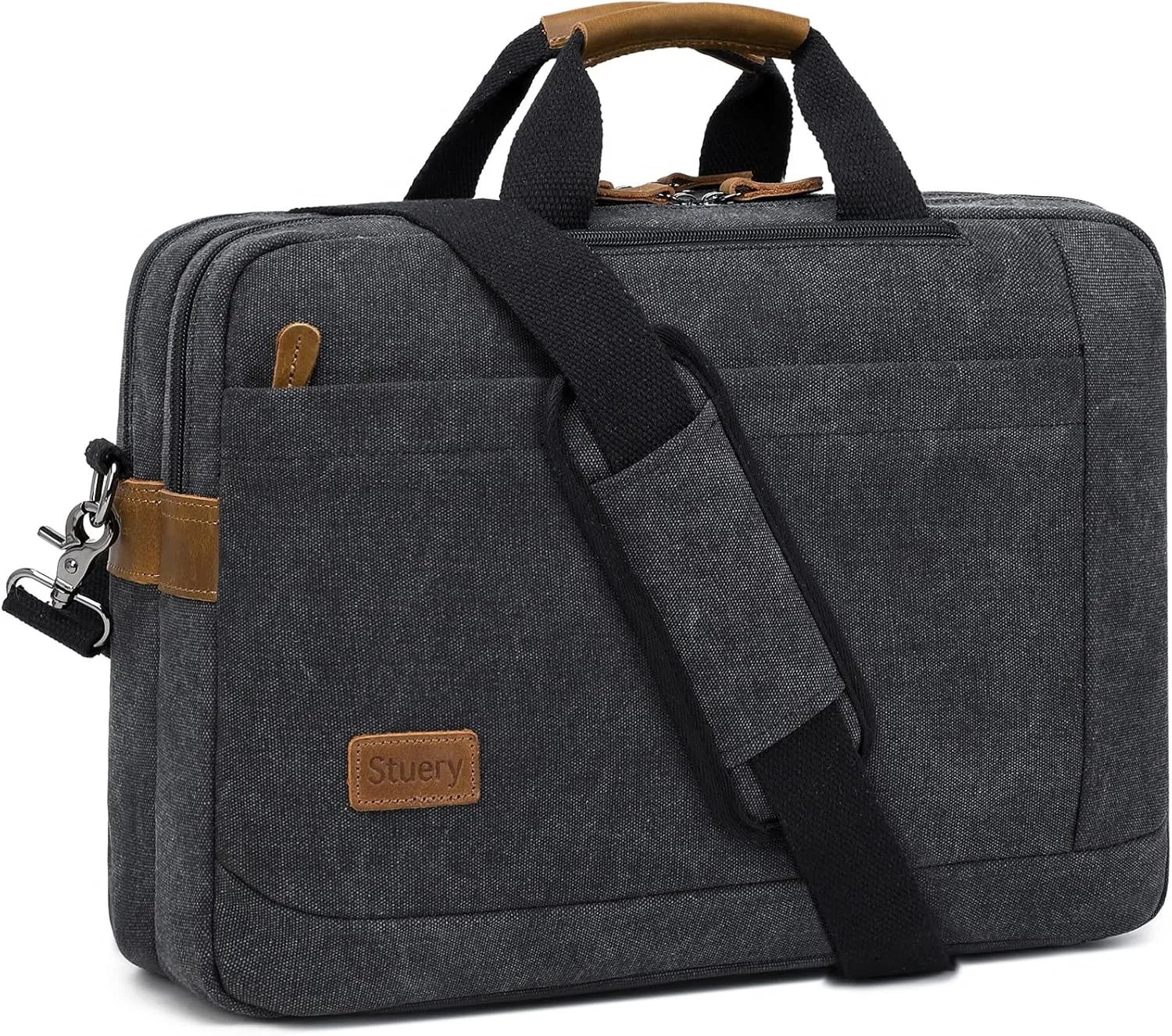 Convertible Backpack for Men 16 17-17.3 Inches Mens Laptop Bag - 3 in1 Computer Handbags Work Bag, Premium Canvas Messenger Bag Crossbody Bag Mens Laptop Backpack | Black
