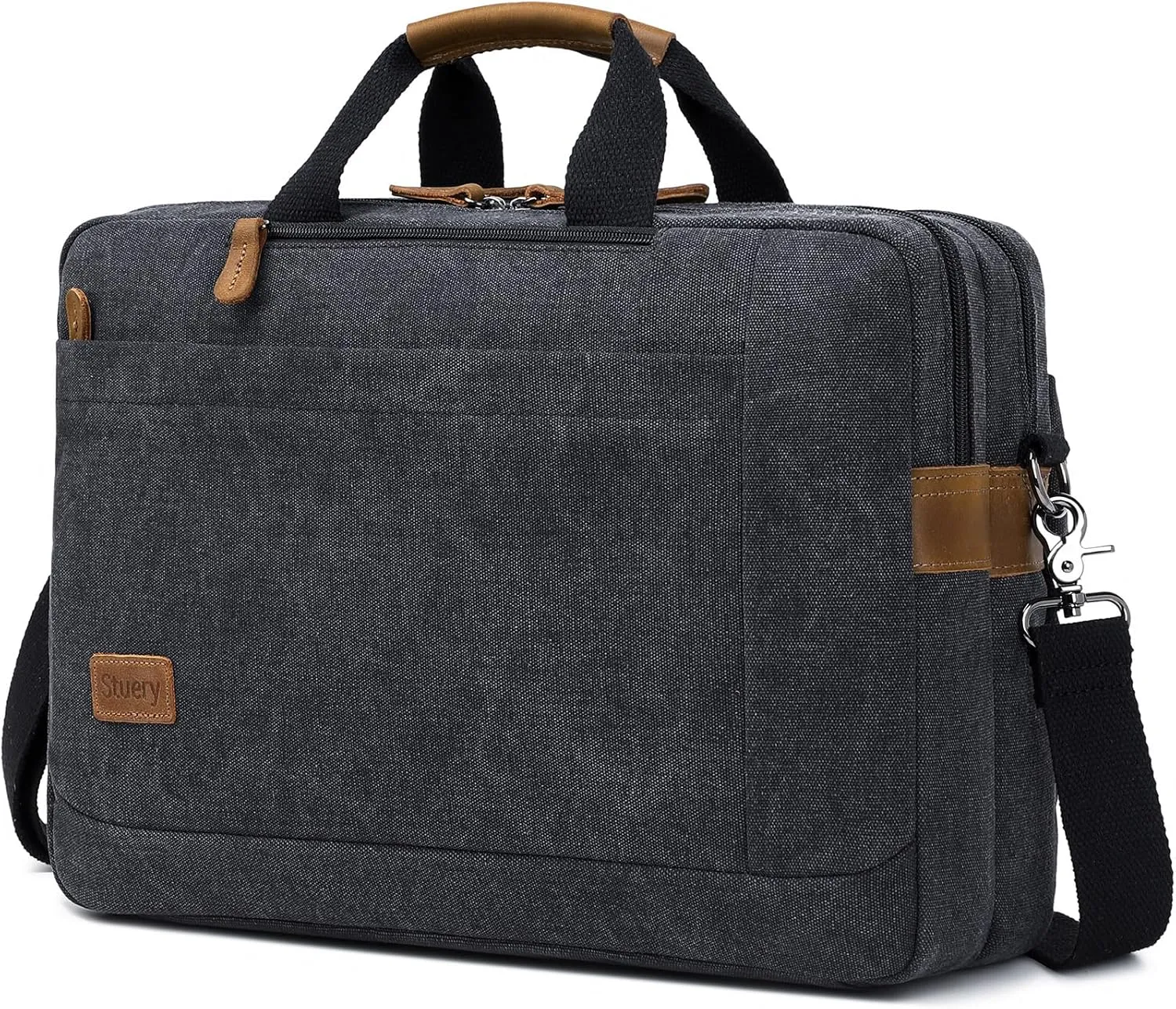 Convertible Backpack for Men 16 17-17.3 Inches Mens Laptop Bag - 3 in1 Computer Handbags Work Bag, Premium Canvas Messenger Bag Crossbody Bag Mens Laptop Backpack | Black
