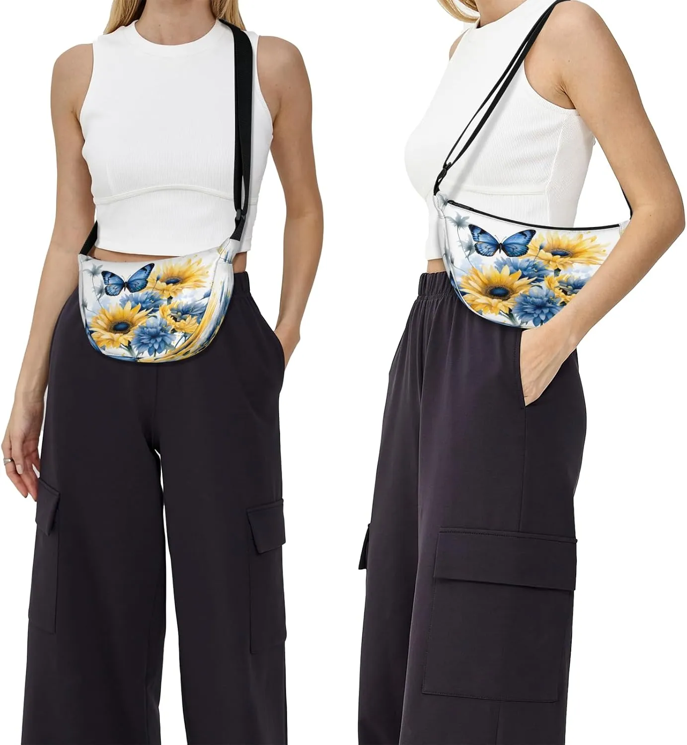 Crescent Crossbody Bag for Women Men, Lightweight Small Sling Hobos Dumpling Bag Crescent Purse, Crescent Moon Bags