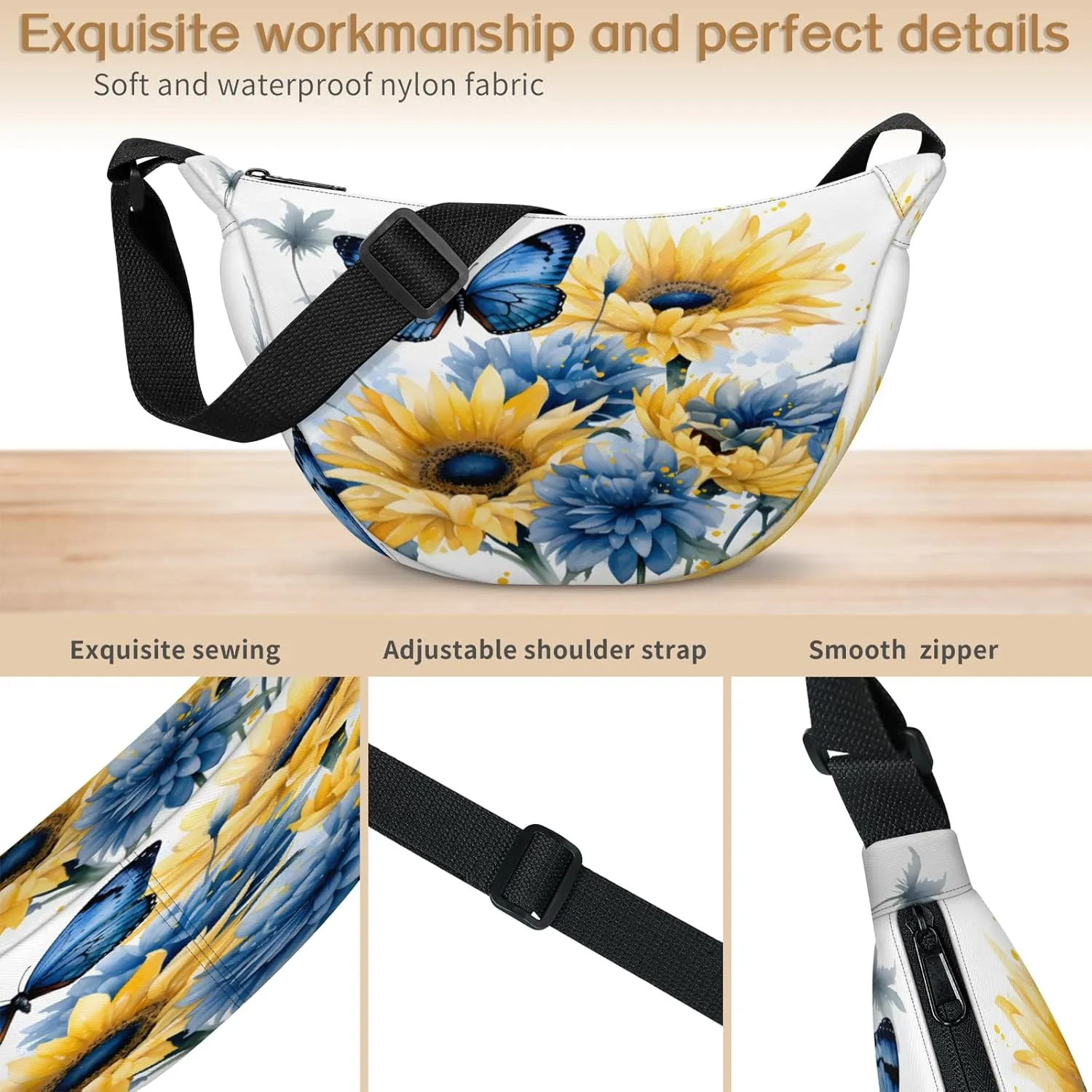 Crescent Crossbody Bag for Women Men, Lightweight Small Sling Hobos Dumpling Bag Crescent Purse, Crescent Moon Bags