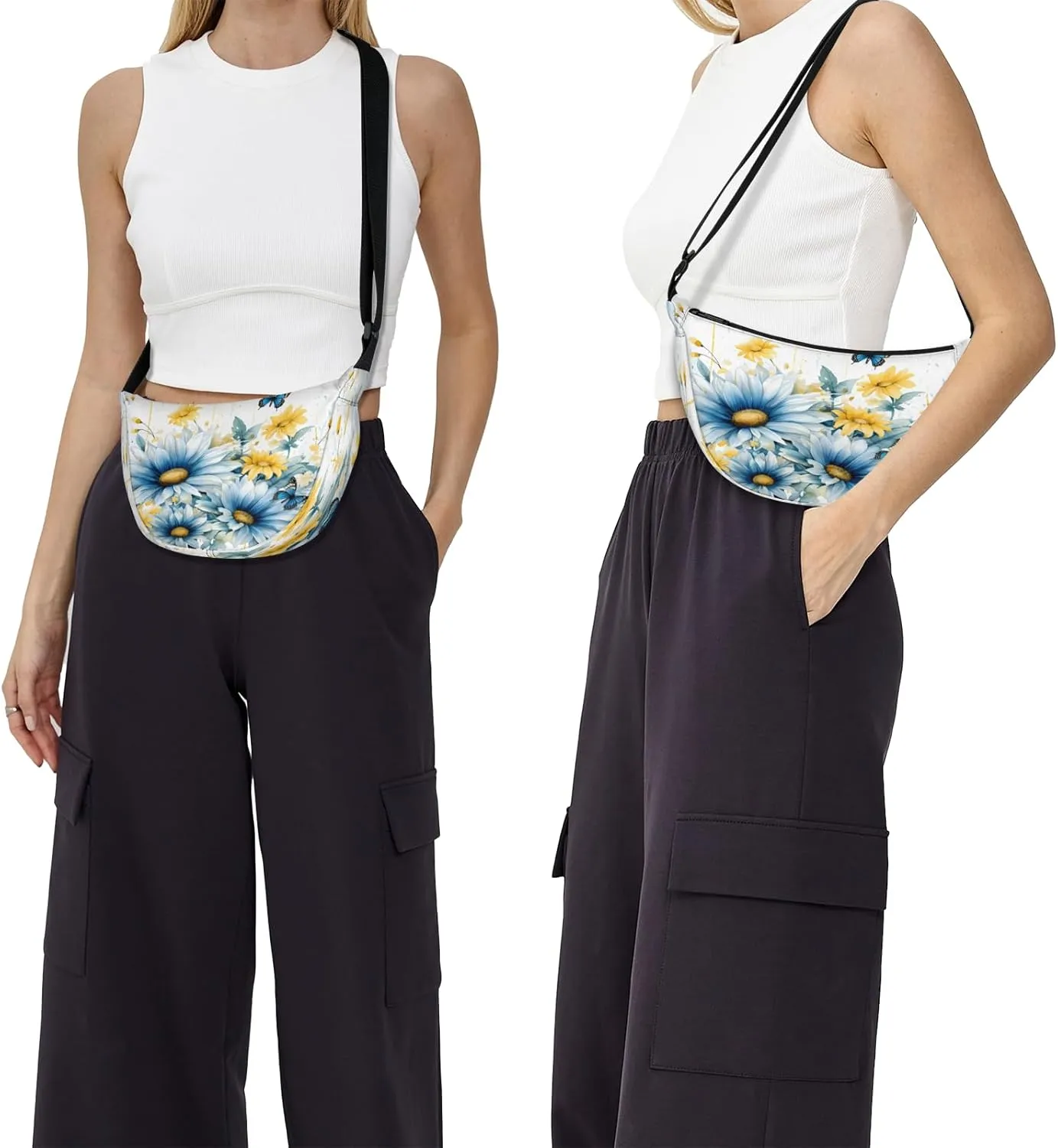 Crescent Crossbody Bag for Women Men, Lightweight Small Sling Hobos Dumpling Bag Crescent Purse, Crescent Moon Bags