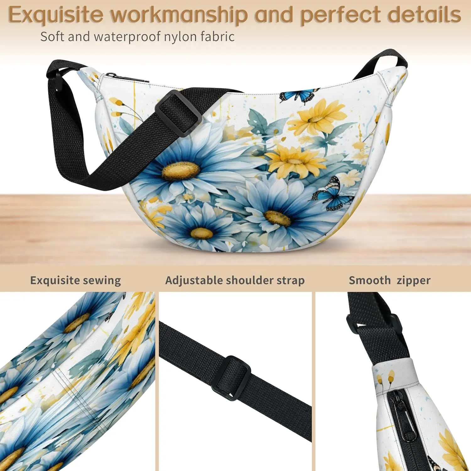 Crescent Crossbody Bag for Women Men, Lightweight Small Sling Hobos Dumpling Bag Crescent Purse, Crescent Moon Bags