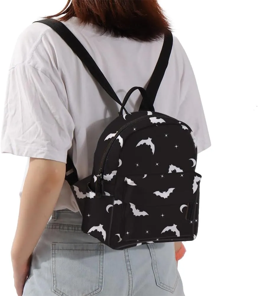 Deanfun Mini Backpack for Women - Waterproof Cute Small Backpack with Bat Print, Multi Pockets and Reinforced Belts MNSB-311