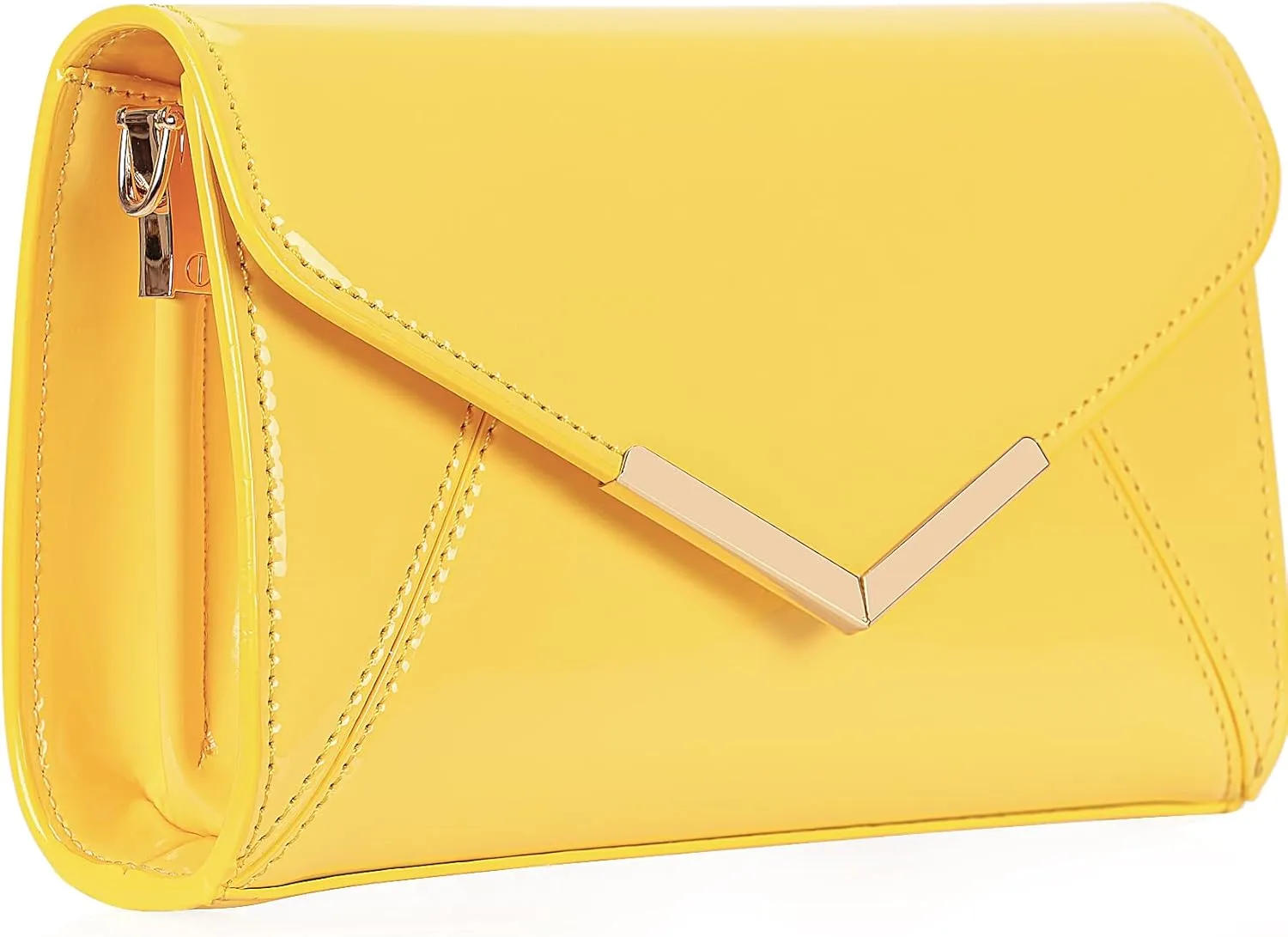 DEXMAY Women Envelope Evening Clutch Handbag Faux Patent Leather Foldover Clutch Bag Formal Purse