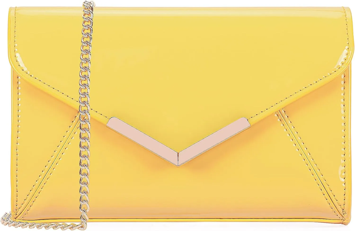 DEXMAY Women Envelope Evening Clutch Handbag Faux Patent Leather Foldover Clutch Bag Formal Purse