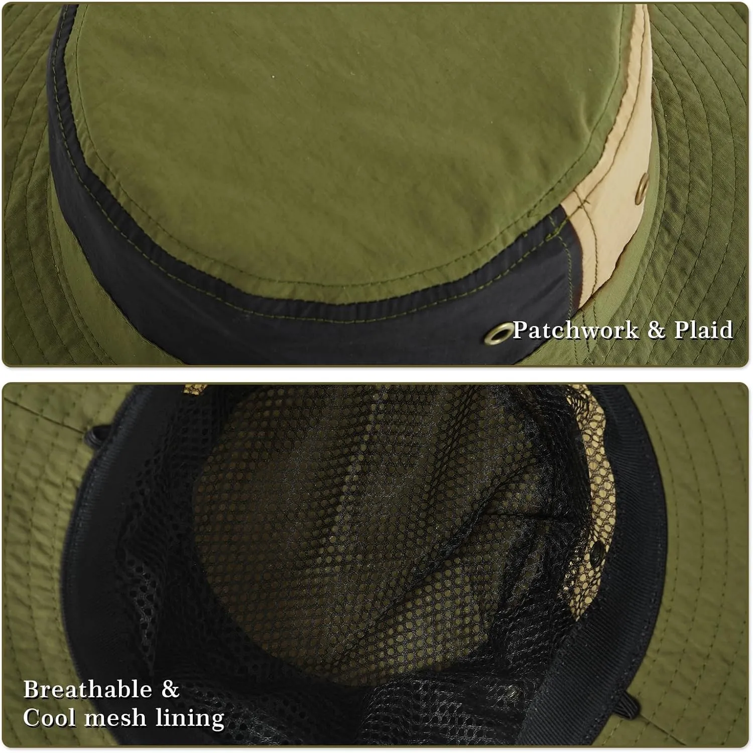 DOCILA Stylish Bucket Hats for Women Foldable Outdoor Plaid Fisherman Sun/Rain Cap with Chin Strap