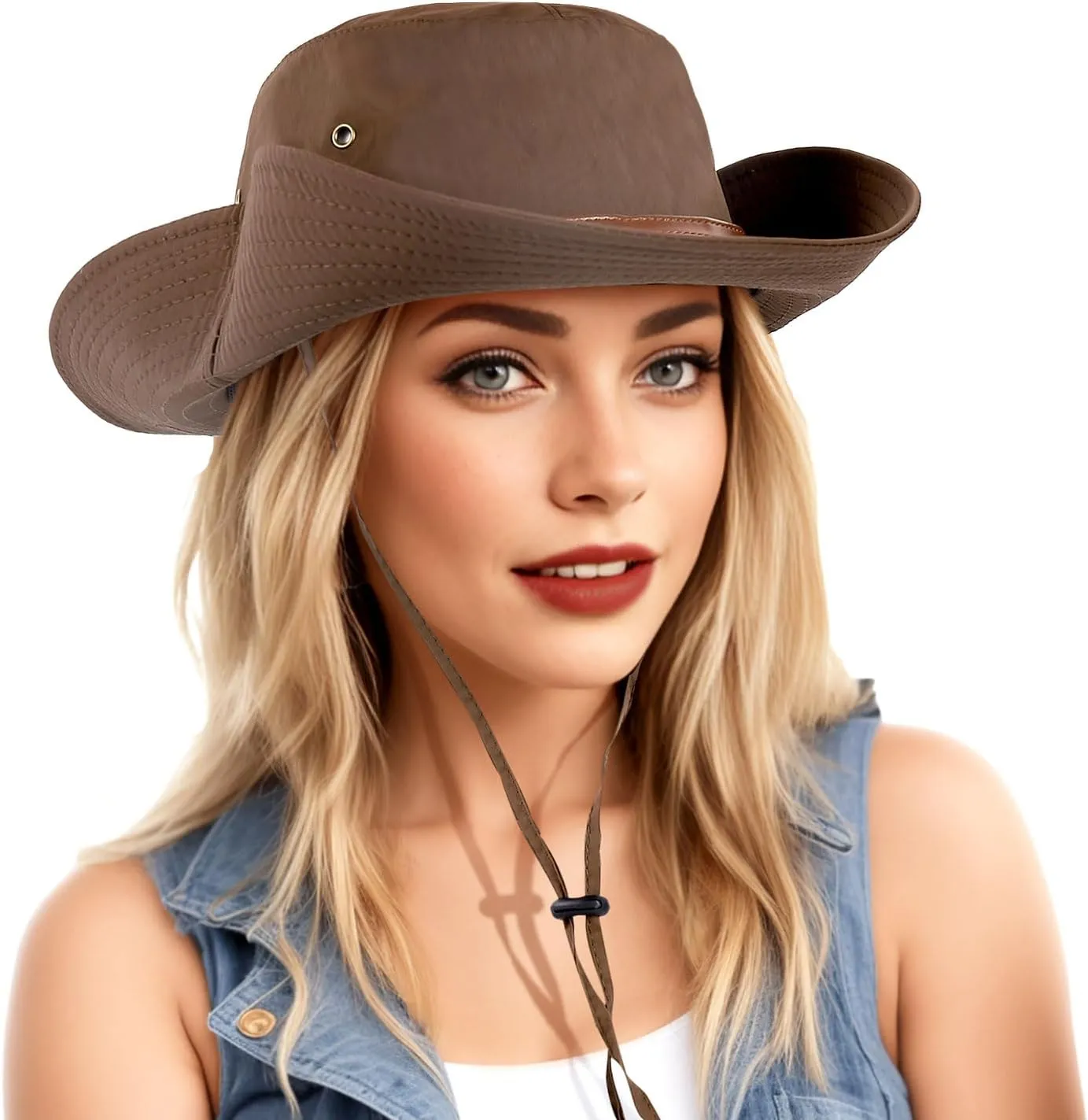 DOCILA Stylish Bucket Hats for Women Foldable Outdoor Plaid Fisherman Sun/Rain Cap with Chin Strap